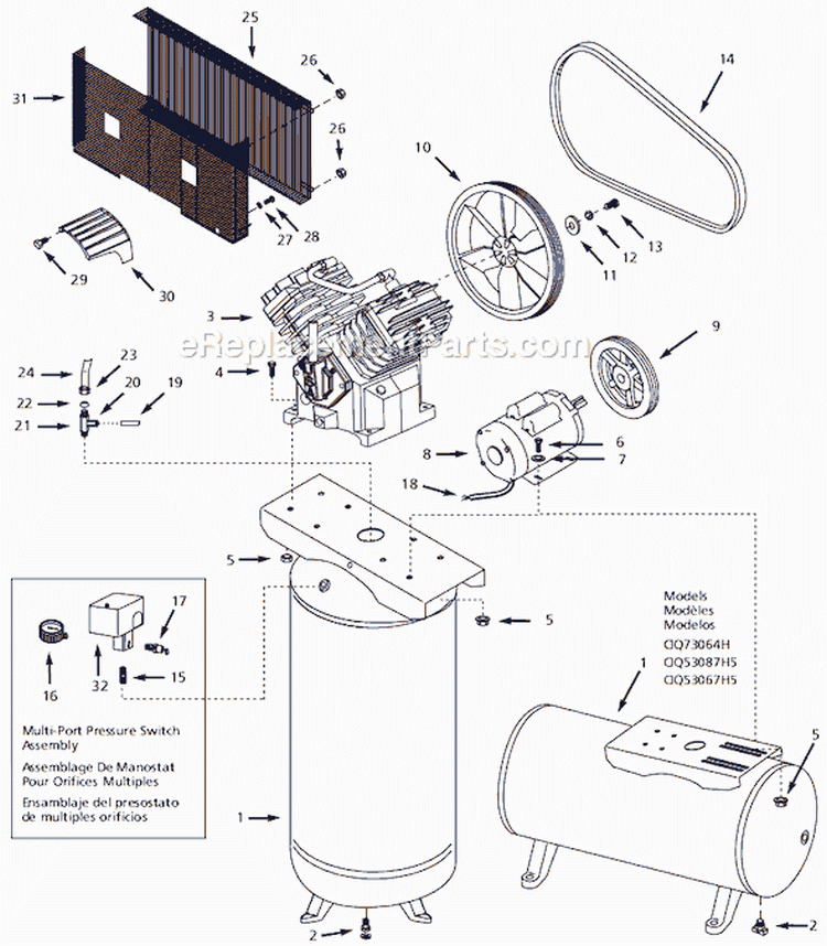 Page A Diagram and Parts List for CIQ53087H5 1999 Campbell Hausfeld Compressor